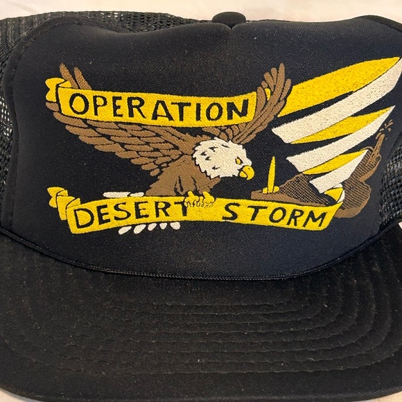 Vintage Military Operation Desert Storm Mesh Foam Puff Print Rope Snapback Hat - Picture 8 of 8